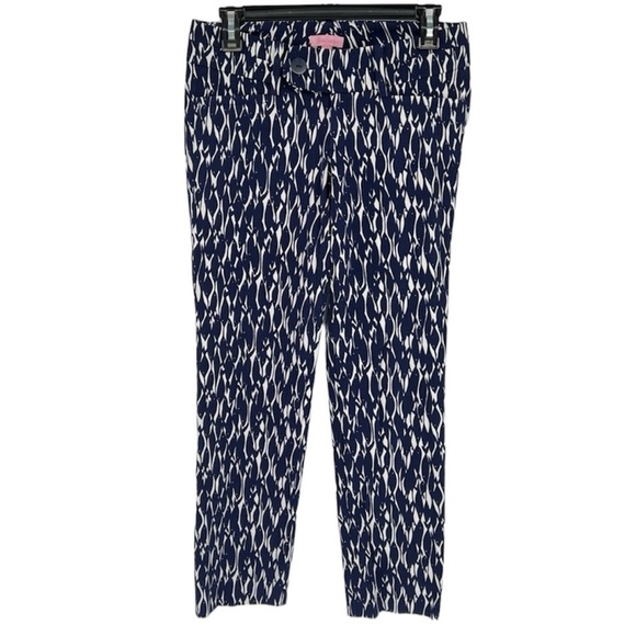 Lilly Pulitzer Navy Capri New School Fish Print‎ Pants - Picture 1 of 14